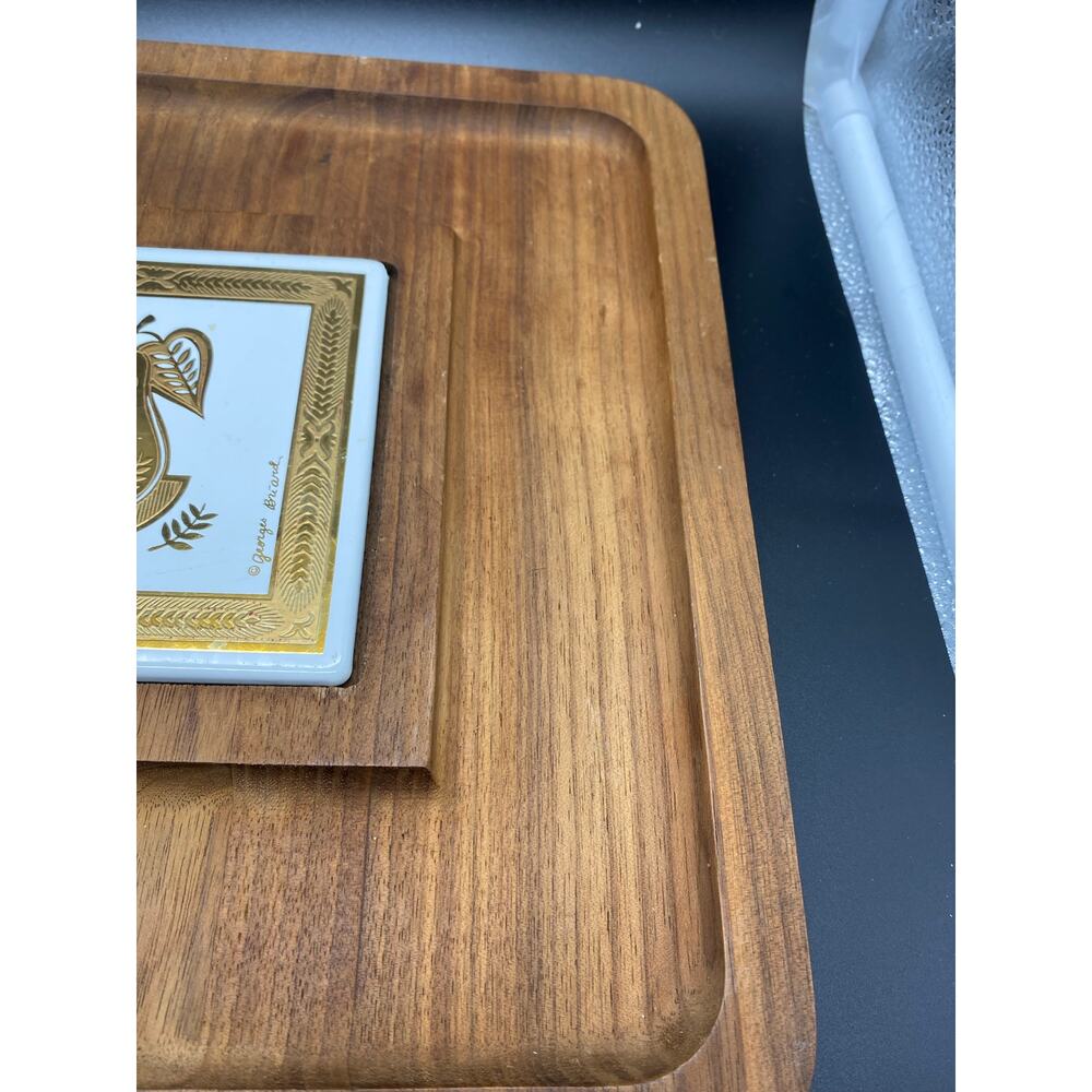 Vintage Georges Briard Teak Charcuterie Platter Signed Briard 60s Danish Modern - Picture 7 of 10